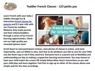 French for Toddlers - Parent & Child French classes (0-2yrs)