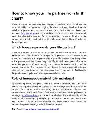How to know your life partner from birth chart