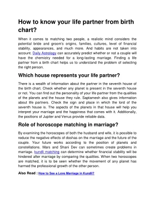 How to know your life partner from birth chart