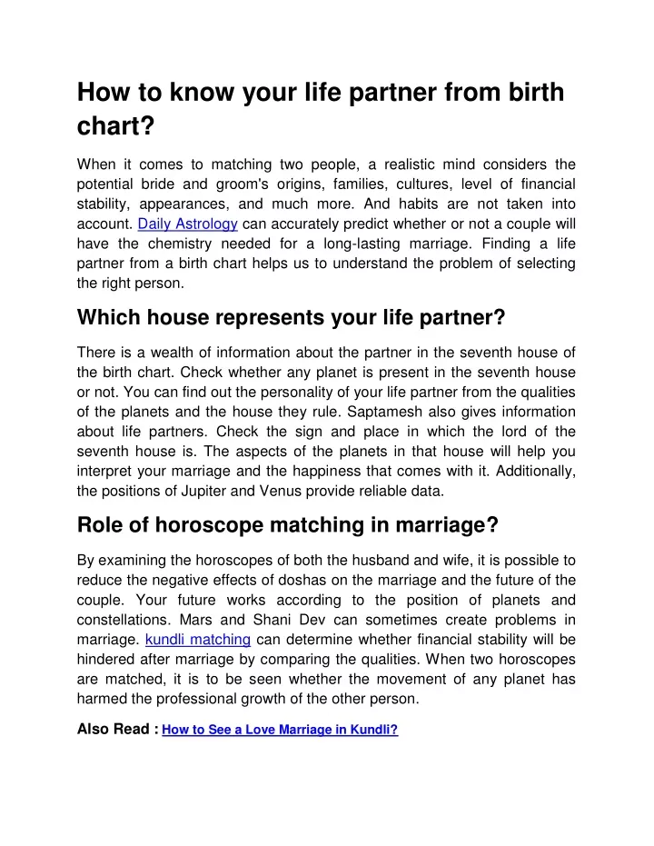 how to know your life partner from birth chart