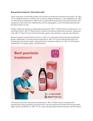 Best psoriasis treatment | Gives faster relief
