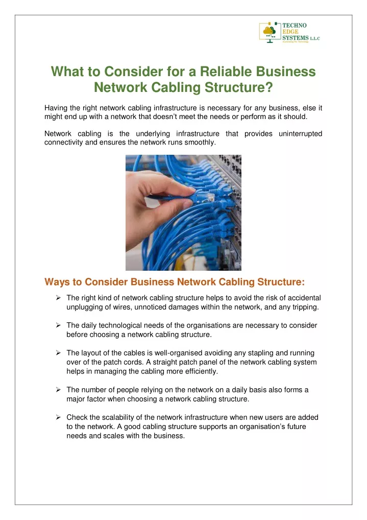 what to consider for a reliable business network