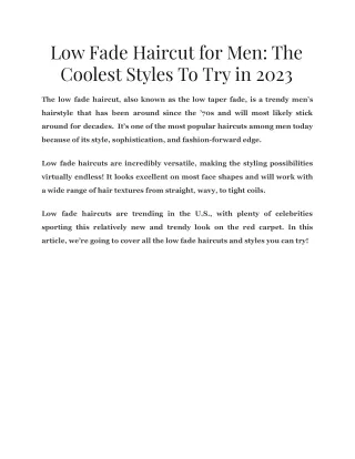 low fade haircut for men the coolest styles