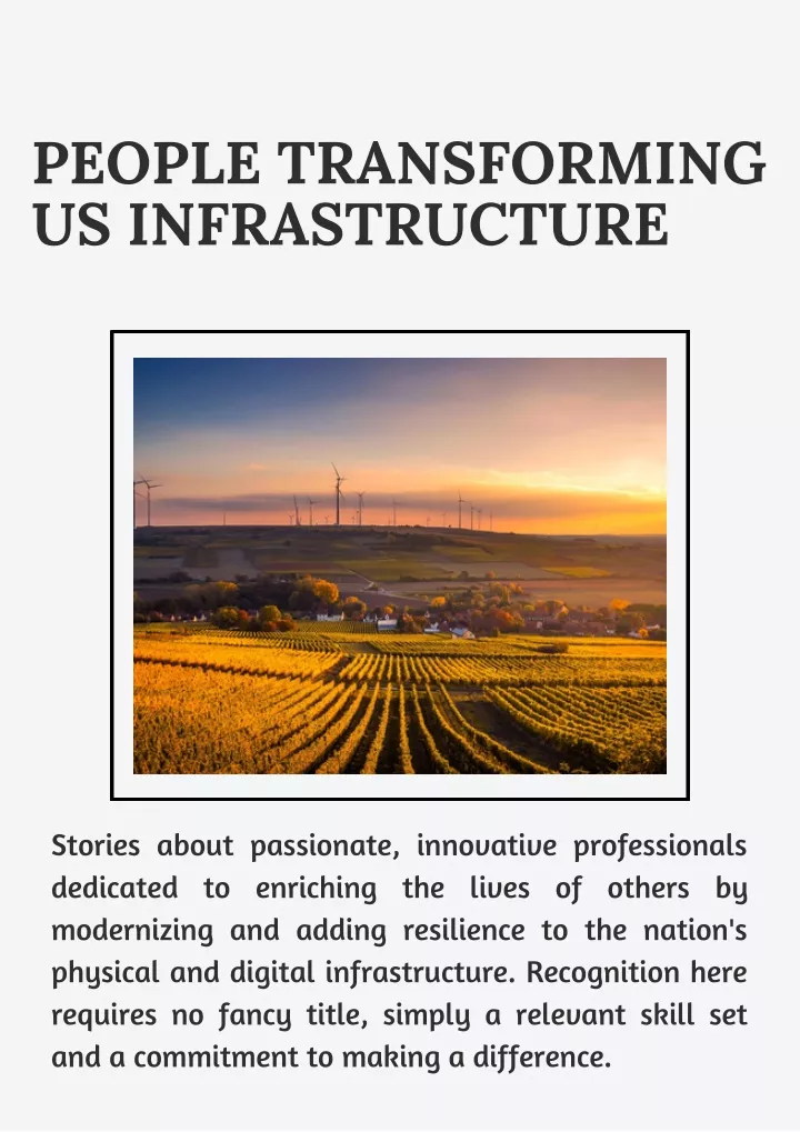 people transforming us infrastructure