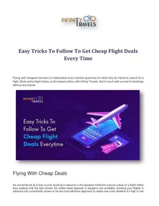 Easy Tricks To Follow To Get Cheap Flight Deals Every Time