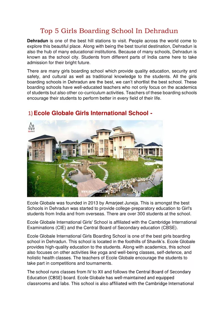 top 5 girls boarding school in dehradun