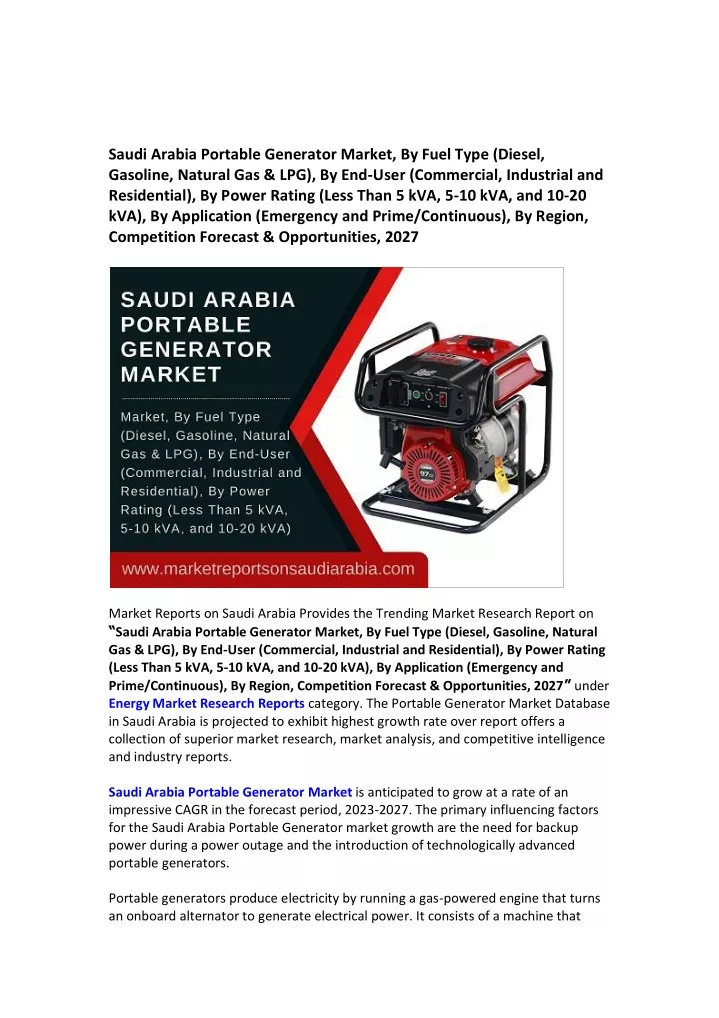saudi arabia portable generator market by fuel