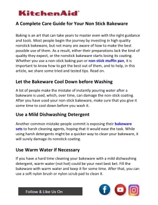 a complete care guide for your non stick bakeware