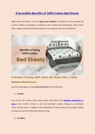 8 Incredible Benefits of 100% Cotton Bed Sheets