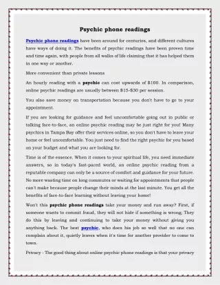 psychic phone readings