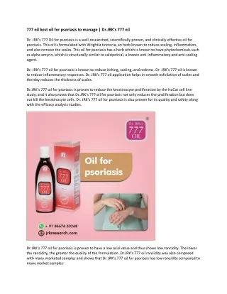 777 oil best oil for psoriasis to manage | Dr. JRK's 777 oil