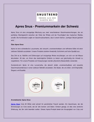 apres snus premiummarkein der schweiz