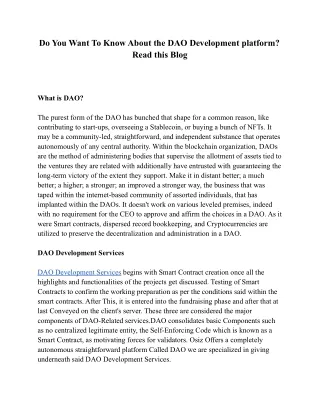 do you want to know about the dao development