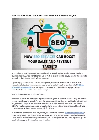 How SEO Services Can Boost Your Sales and Revenue Targets