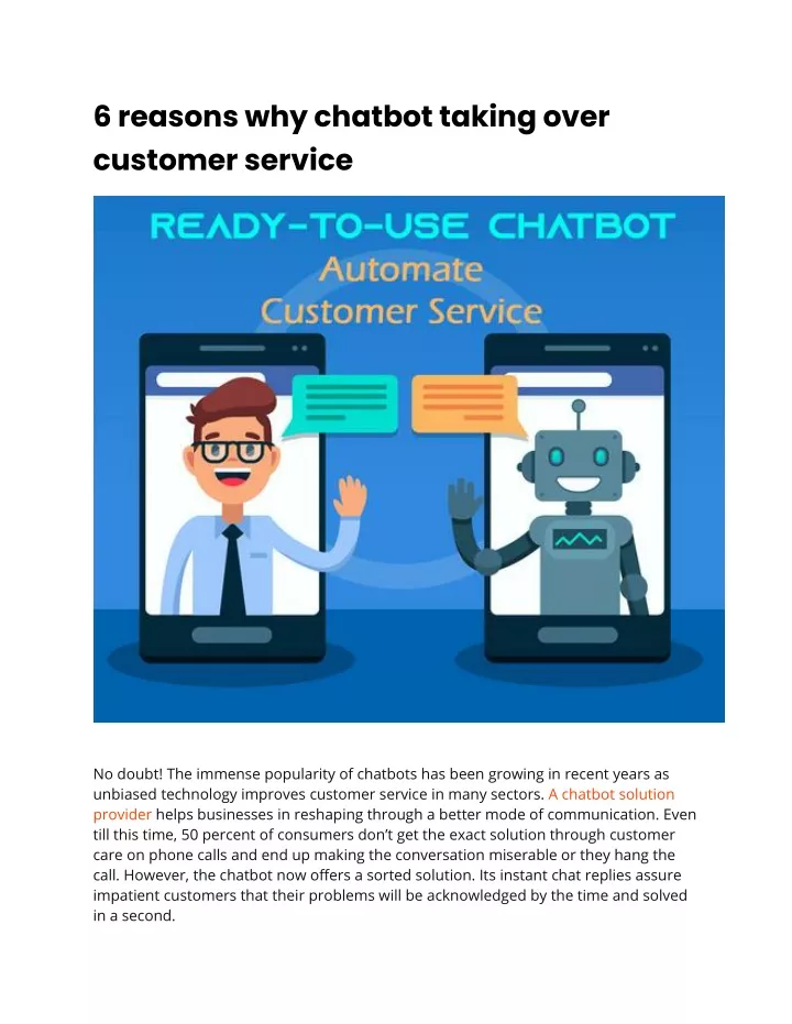 6 reasons why chatbot taking over customer service