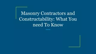 masonry contractors and constructability what