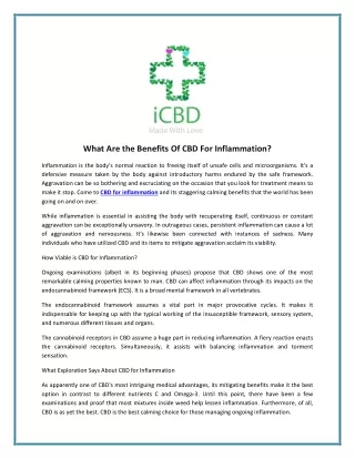 What Are the Benefits Of CBD For Inflammation