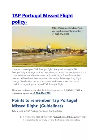 TAP Portugal Missed Flight Policy
