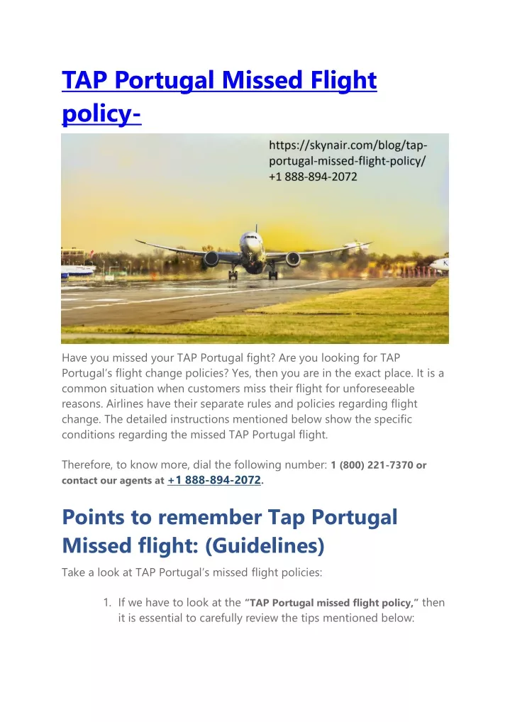 tap portugal missed flight policy