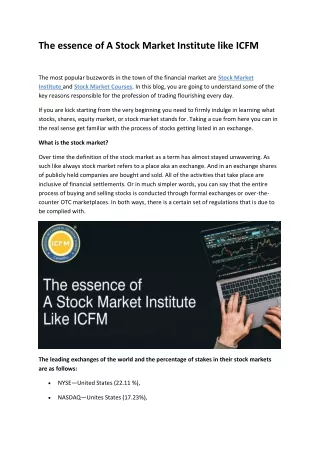 The essence of A Stock Market Institute Like ICFM