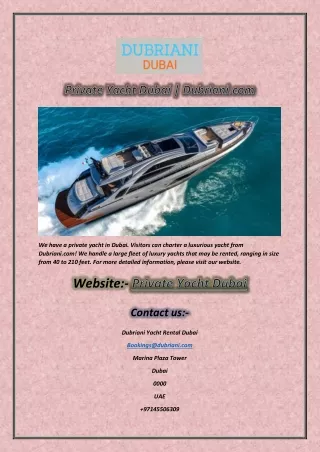 Private Yacht Dubai