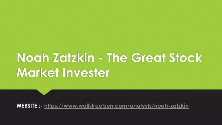 noah zatzkin the great stock market invester