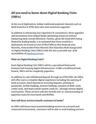 all you need to know about digital banking units