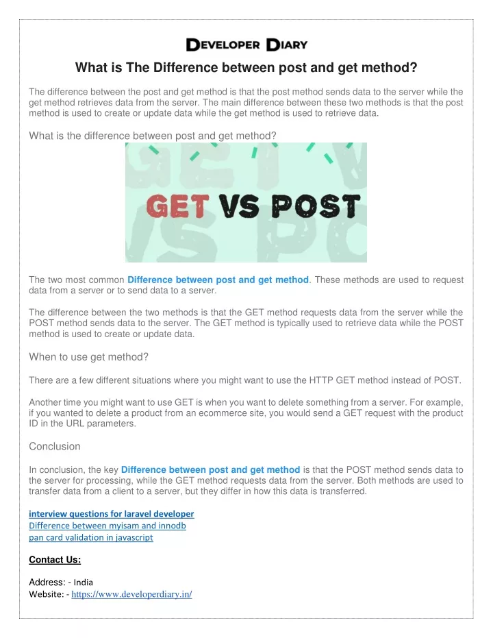 what is the difference between post and get method