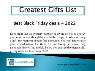 Last month ofthe year Best Black Friday deals at greatestgiftslist