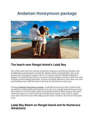 Andaman Honeymoon package