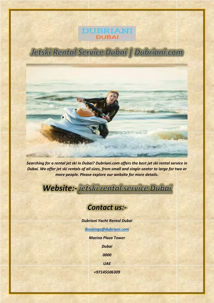 searching for a rental jet ski in dubai dubriani
