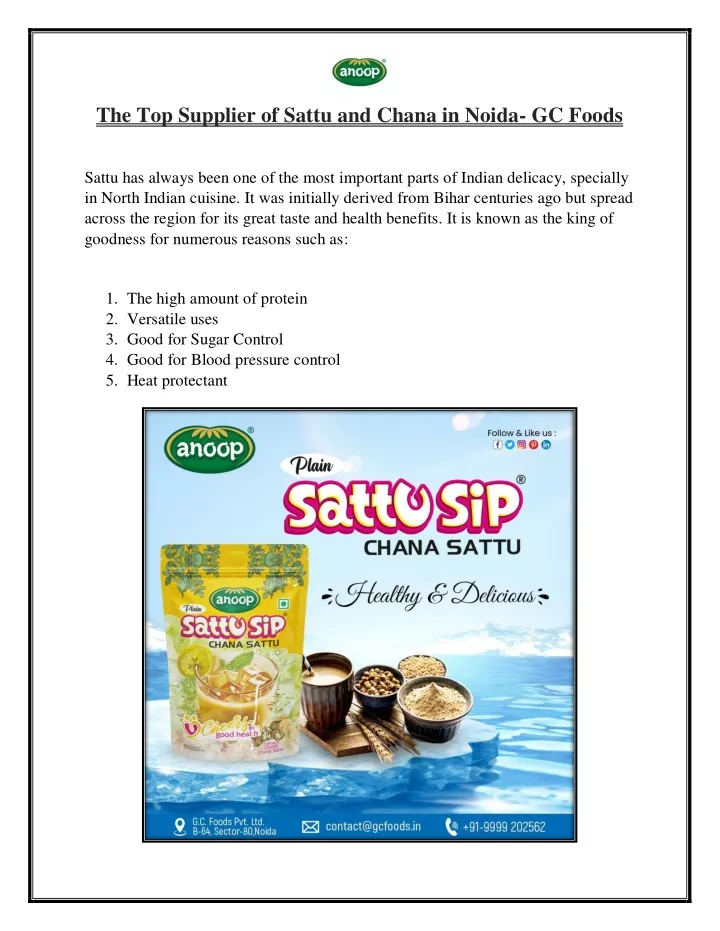 the top supplier of sattu and chana in noida