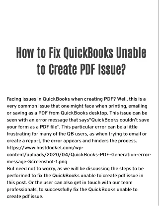 How to Fix QuickBooks Unable to Create PDF Issue?