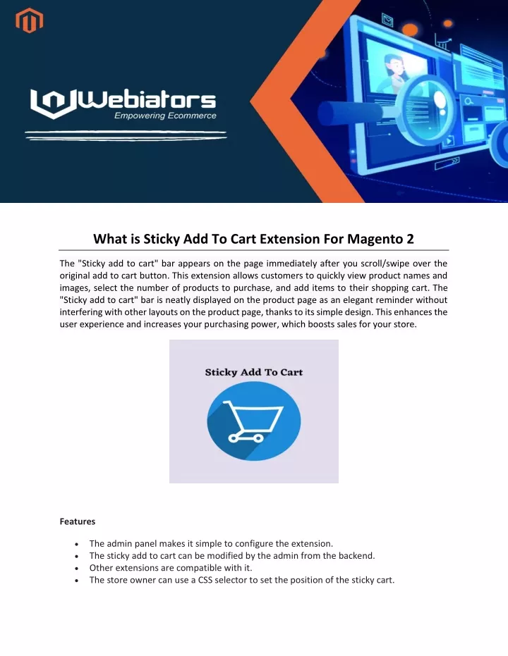 what is sticky add to cart extension for magento 2