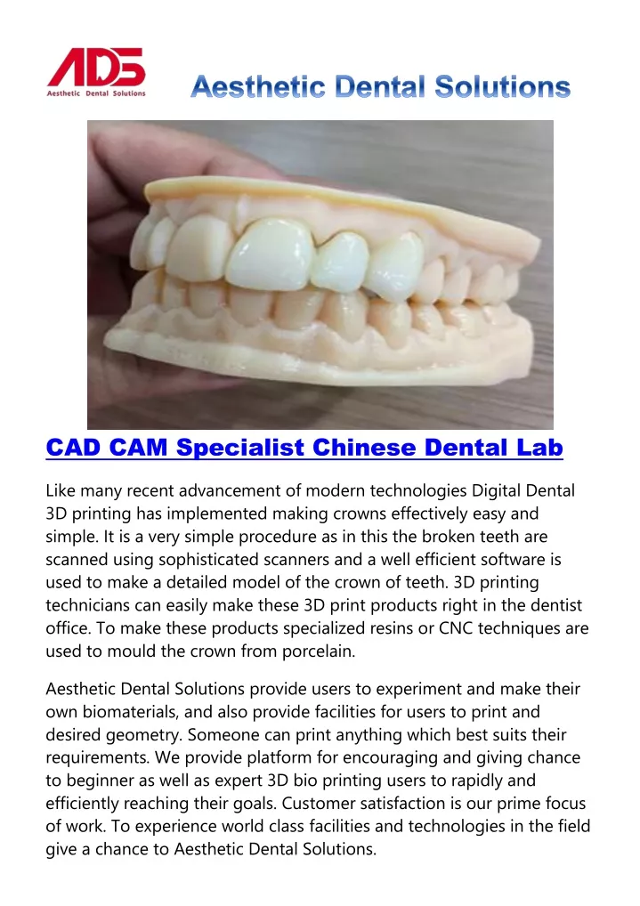 cad cam specialist chinese dental lab like many