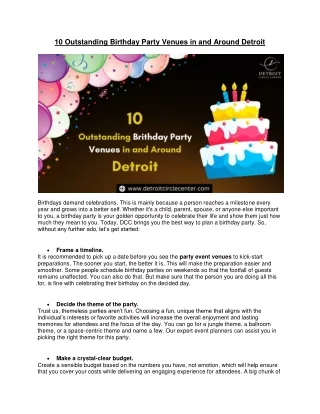 10 Outstanding Birthday Party Venues in and Around Detroit