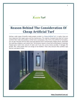 Reason Behind The Consideration of Cheap Artificial Turf