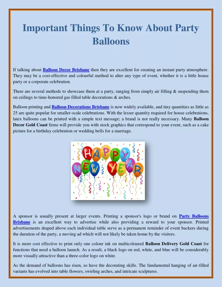 important things to know about party balloons