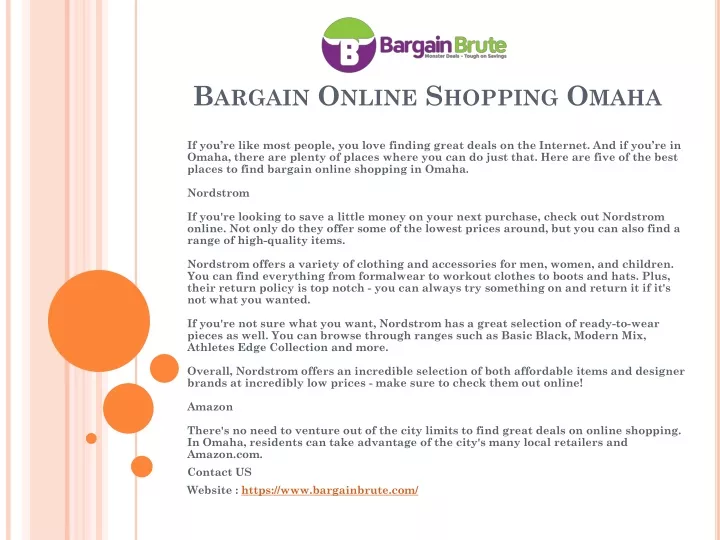 bargain online shopping omaha