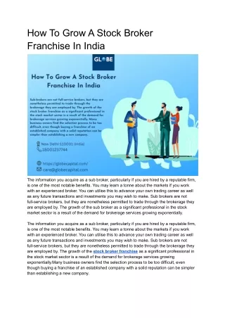 how to grow a stock broker franchise in india
