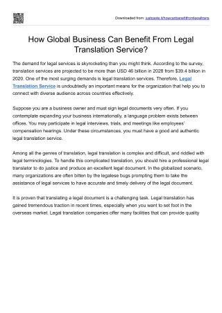 How Global Business Can Benefit From Legal Translation Service?