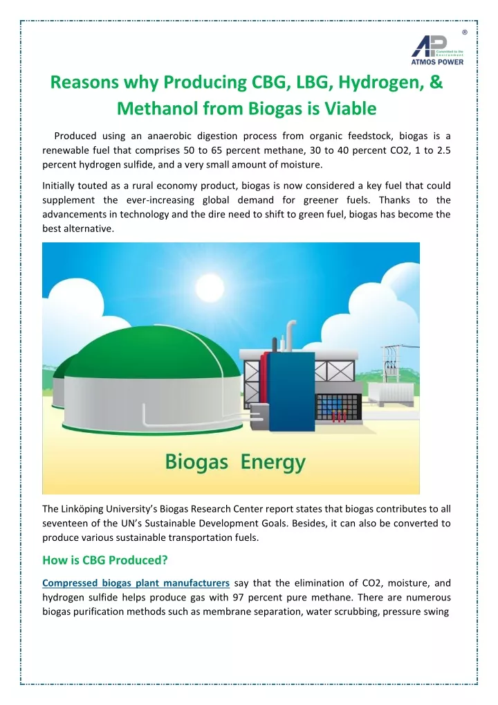 reasons why producing cbg lbg hydrogen methanol