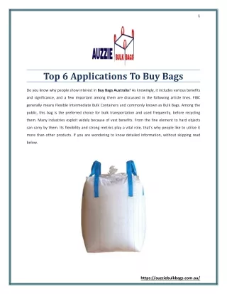 Top 6 Applications To Buy Bags