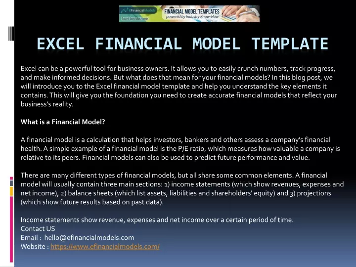 excel financial model template