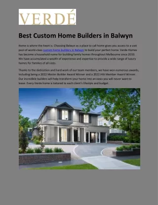 best custom home builders in balwyn