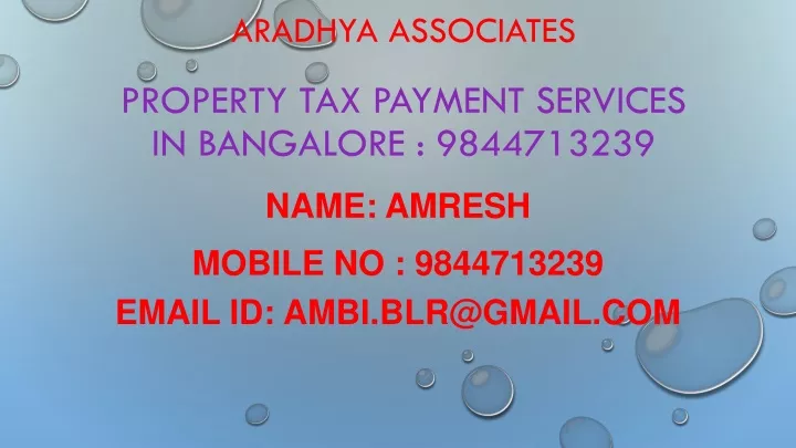 aradhya associates property tax payment services in bangalore 9844713239