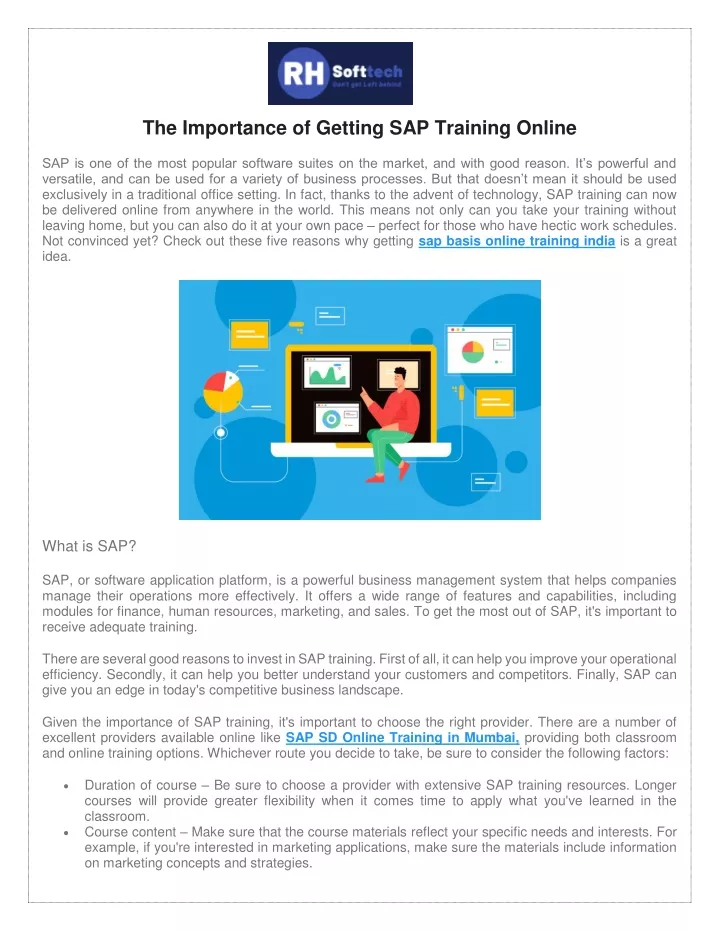 the importance of getting sap training online