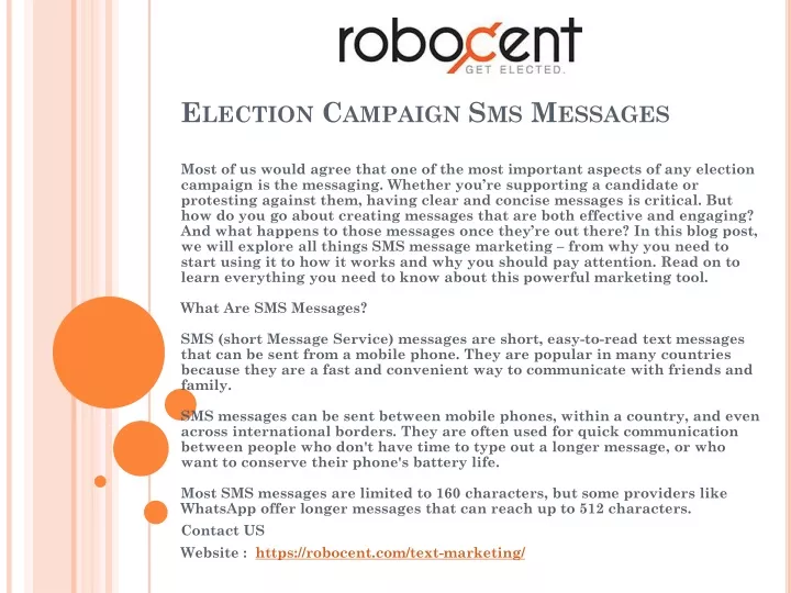 election campaign sms messages