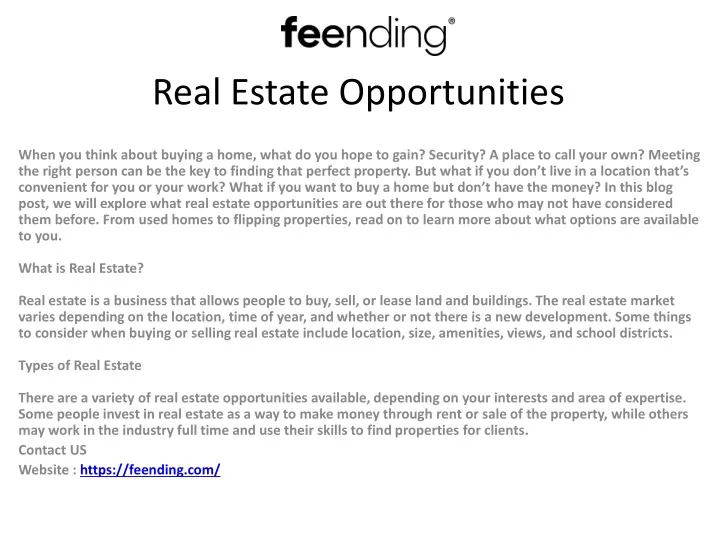real estate opportunities