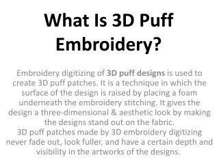 what is 3d puff embroidery